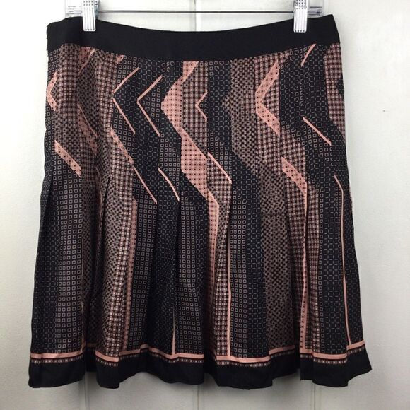 Elie Tahari Silk A-line Skirt, Pink & Black, Size 8 - Picture 7 of 9